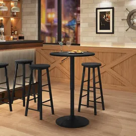 Woltu Bartisch rund 60 x 60 x 91 cm Schwarz