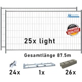 Bauzaun Paket / Set light mit TP25 und Betonfüßen