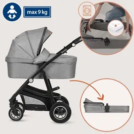 lionelo Bianka Kinderwagen, Autotransporter, Autositz, klappbar, Travel System Rückenlehne, Räder Polsterung, Verdeck XXL-Grau - Grau