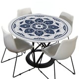 Morbuy Tischdecke Outdoor Rund 70 cm, Elastisch Rund Abwaschbar Tischdecken Wasserabweisend Lotuseffekt Garten Tischdecke Blau Mandala Table Cloth, Ideal für 50cm-60cm