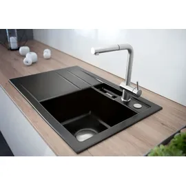 Systemceram Spüle KeraDomo BELA 78 in LAVA - Becken rechts mit Handbetätigung / Systemceram / Keramikspüle