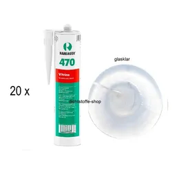 20 x Ramsauer 470 Vitrine 1K Silikon Dichtstoff 310ml Kartusche glasklar
