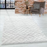 Teppich Wohnzimmer Hochflor Shaggy Teppich 3D Retro Design 140x200 cm Teppich Creme - Teppich für Schlafzimmer Esszimmer Küche Boho Teppich 20 mm Florhöhe Extra Weich Flauschig Pflegeleicht