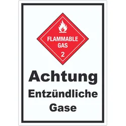 Aufkleber Entzündliche Gase Flammable Gas A5 (148x210mm)