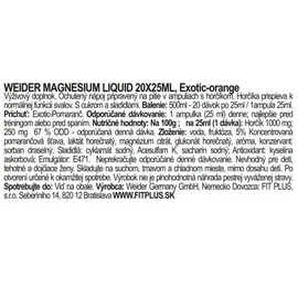 Weider Magnesium Liquid 20 x 25ml, Exotic-Orange)