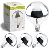 linovum 4 Stück LED E27 Kopfspiegel Lampe XXL G125 mit 7W warmweiß 2700 K - Globe Spiegelkopf Leuchtmittel für blendfreies Licht