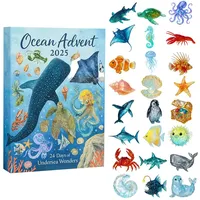 Adventskalender 2025 Kinder Mystischer Überraschungs-Sammelkalender mit einzigartigen Miniaturfiguren für Kinder und Erwachsene(Light Blue-A,26x18cm)