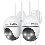 TWUFY Überwachungskamera ieGeek 5MP Überwachungskamera Aussen WLAN 2,4/5GHz Dualband WiFi (Außenbereich, Außen, Aussen, Outdoor, 1-tlg., PTZ IP Kamera Outdoor mit Personenerkennung, Automatische Verfolgung, Farbnachtsicht 20M, 355°/90° Drehwinkel TF/Cloud Kompatibel) weiß