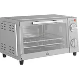 Minibackofen, 9 L Mini-Ofen mit Backblech, Grillrost, mit einstellbarer Temperatur und Garzeit, Edelstahl, Silber