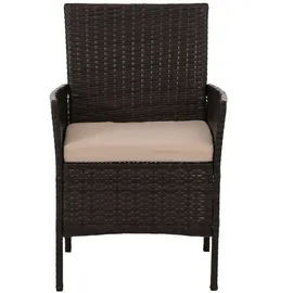 Mendler Poly-Rattan Garten-Garnitur HWC-N98, Sitzgruppe Lounge-Set, Metall Glas Stoff/Textil (180g/m2) ~ braun, Kissen creme