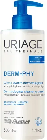 Uriage Derm-Phy Dermatologische Waschcreme Alle Hauttypen Gesicht/ Körper/ Haar Pumpflasche 500ml