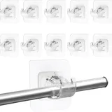 8 Stück Gardinenstange ohne Bohren, transparente Selbstklebende Gardinenstangen-Halterungen, Selbstklebende Haken für Gardinenstange für Küche Badezimmer