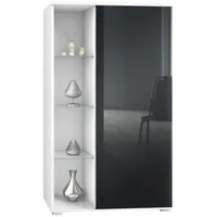 Vladon Vitrine, Schwarz Hochglanz, 71.5x134x35 cm, Wohnzimmer, Wohnwände, Vitrinenschränke