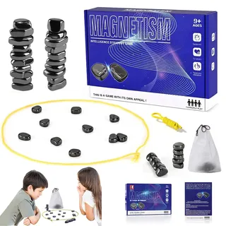 USMEI 2024 New Magnetisches Schachspiel Set, Tragbares Magnetisches Schachbrett, Puzzle Checkers Spiel mit 20 Magnetischen Steinen, Magnet Schach Spiel für Weihnachtsfeier