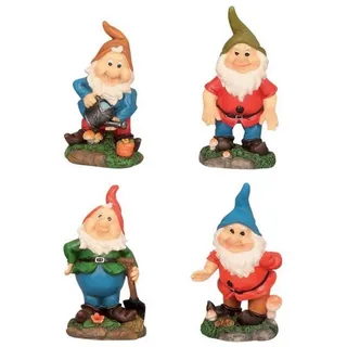 Geschenkestadl Gartenzwerg Set mit 4 lustigen Gartenzwergen, (4 St)