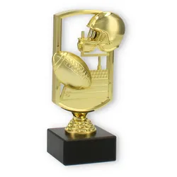 Pokal Kunststofffigur Football Feld gold auf schwarzem Marmorsockel 17,5cm