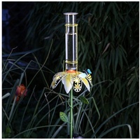 MARELIDA LED Solarleuchte LED Solar Regenmesser Biene gelbe Blume Gartenstecker Gartendeko 84cm, LED Classic, warmweiß (2100K bis 3000K) gelb