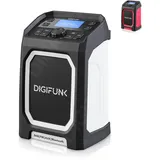DigiFunk Baustellenradio mit Akku | Wiederaufladbar über USB | DAB Plus/DAB, Bluetooth, FM, AUX | IP65 Wasserdicht Robustes Langlebiges Design (Weiß)