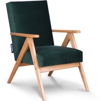 Konsimo Cocktailsessel NASET Sessel, Rahmen aus lackiertem Holz, profilierte Rückenlehne grün