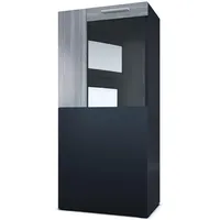 Vladon Vitrine, Anthrazit, 50.5x111x32.5 cm, Wohnzimmer, Wohnwände, Vitrinenschränke