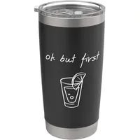 Ok But First Tequila - Lustiger minimalistischer Tequila-Liebhaber Doppelwandiger Edelstahl-Thermobecher