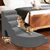 Hundetreppe für Hochbett, 71,1 - 81,3 cm hoch, 6 Etagen, rutschfeste Haustiertreppe auf der linken Seite des Bettes, Hundetreppe für kleine Hunde, alte Haustiere und verletzte Hunde, Grau
