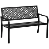 Outsunny Gartenbank mit Stahlrahmen dunkelgrün 127L x 63B x 83H cm