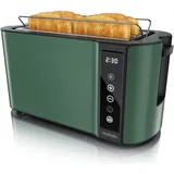 Arendo Toaster Wärmeisoliertes Doppelwandgehäuse, Touch-Display, 2 lange Schlitze, für 4 Scheiben, 1500 W, Toaster, Grün