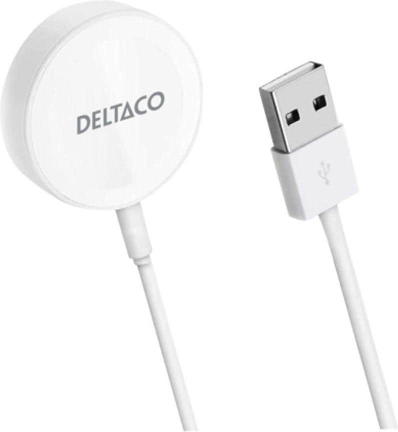 Deltaco Apple Watch charger, USB-A, 1 m fixed cable, Sportuhr + Smartwatch Zubehör