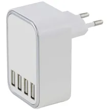 easy! by fhl Hub Ladeadapter 4x USB Eurostecker 5V 5A Ladegerät Weiß