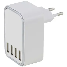 easy! by fhl Hub Ladeadapter 4x USB Eurostecker 5V 5A Ladegerät Weiß