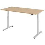 HAMMERBACHER VXDLR16 elektrisch höhenverstellbarer Schreibtisch eiche rechteckig, T-Fuß-Gestell silber 160,0 x 80,0 cm