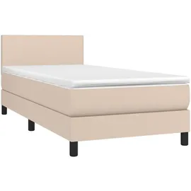 vidaXL Boxspringbett mit Matratze Cappuccino-Braun 90x190cm Kunstleder - Braun