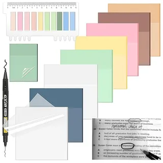 AstraGlam Sticky Notes Transparent mit Haftlaschen Marker-Stift, 10er Pack Klare Haftnotizen, Starke Haftung, Wasserfeste Post it Transparent für Studium, Bücher, Büro Schulbedarf