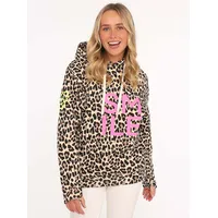 Zwillingsherz Alissa LEO Sweatshirt mit SMILE Print beige SM (S/M)