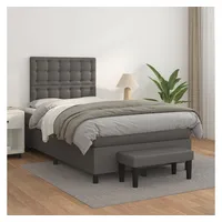 VidaXL Boxspringbett mit Matratze Grau 120x200 cm Kunstleder