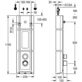KWC AR Duschpaneel, F5, hydr., MIRANIT, Therm., f. DUKO, Ablage, Hyg-Einheit