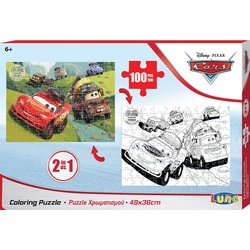 Diakakis Steckpuzzle 2in1 Malpuzzle Cars 100-tlg. Format 49x36 cm, Puzzleteile bunt