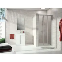 Hüppe Alpha 2 Gleittür, 2-teilig, mit festem Segment, 800x1900mm, vollgerahmt, A22201087264, Duschkabine: Profilfarbe silber matt Kunstglas Pacific S klar