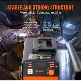 Vevor 220-V-Schweißgerät, 100-A-Lichtbogenschweiß-/Lift-WIG-Schweißgerät mit großem LED-Display, tragbares mit Hot Start Arc Force Anti-Stick VRD, MMA ARC-Schweißgerät zum Schweißen