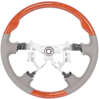 Holzmaserung Lenkrad, 15,6 Zoll Auto Grau Leder Lenkrad Sequoia Lenkrad Holzmaserung Lenkrad Modifikation Fit für Landcruiser Prado Hilux