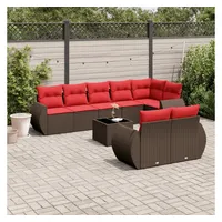 vidaXL Gartensofa-Set 9-tlg. Loungesofa braun