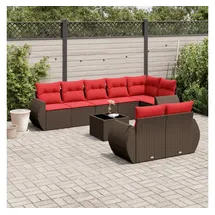 vidaXL Gartensofa-Set 9-tlg. Loungesofa braun