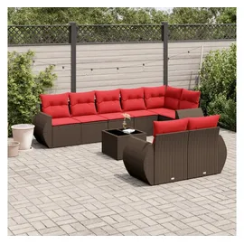 vidaXL Gartensofa-Set 9-tlg. Loungesofa braun