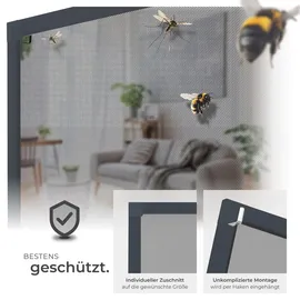 Tectake Fliegengitter mit Aluminiumrahmen 120 x 120 cm Grau