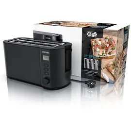 Arendo Toaster Edelstahl Langschlitz 4 Scheiben, integrierter Brötchenhalter, Bräunungsstufen 1-6, Brotzentrierung, automatisch Abschaltung, Display