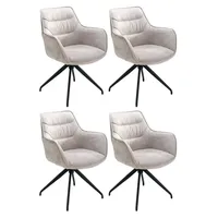 Home4You Polsterstühle 4er Set, Taupe - Schwarz - Cord