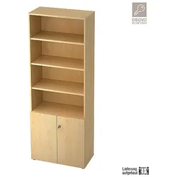 Hammerbacher Profi - Abschließbarer Schrank 6 OH / 2 Türen (2 OH) + offene Front / Breite: 80 cm / Inkl. Streifengriff / Verschiedene Dekore erhältlich - Art-Nr: v268t2/3/3/sg