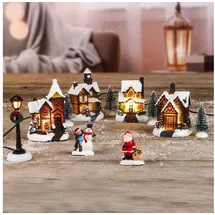 Gravidus LED Weihnachtsstadt Deko Weihnachten mit Schneedekoration