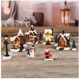 Gravidus LED Weihnachtsstadt Deko Weihnachten mit Schneedekoration